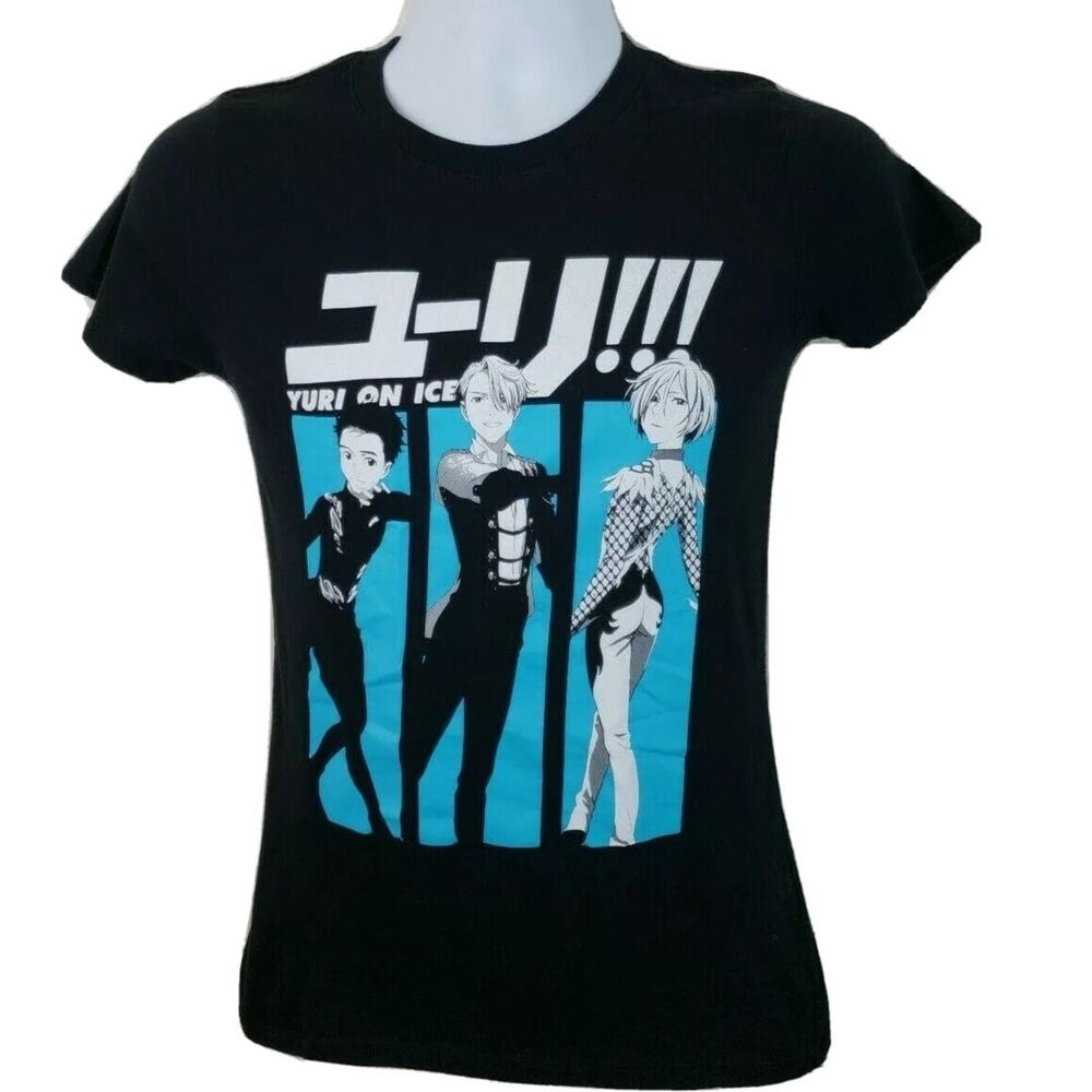 Official Yuri on Ice Anime Crunchy Roll Black T-shirt size Small